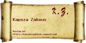 Kapsza Zakeus névjegykártya
